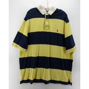 Ralph Lauren Polo Shirt XXL Yellow Rugby Red Pony Color Block Y2K *